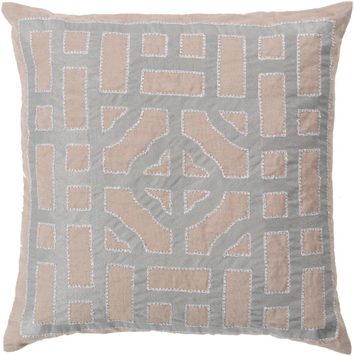 18" Gray and Brown Throw Pillow - Down Filler - IMAGE 1