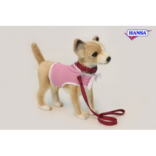 Pack of 3 Life-like Handcrafted Extra Soft Plush Chihuahua With Pink Coat Stuffed Animals 10.5" - IMAGE 1
