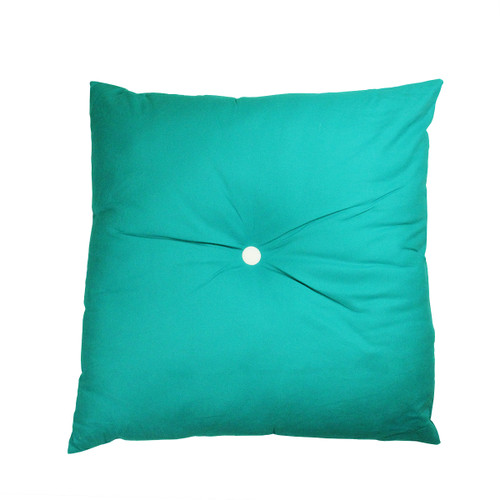 30" Turquoise Blue and White Solid Tufted Floor Square Throw Pillow - IMAGE 1