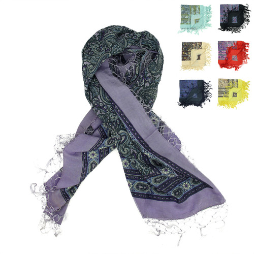 Club Pack of 12 Women's Contemporary Colorful Stylish Large Fashion Scarf Shawls with Fringe 41" x 41" - IMAGE 1