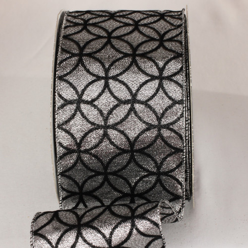 Sheer Black and Silver Wired Craft Ribbon 4" x 20 Yards - IMAGE 1