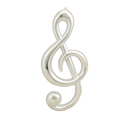 12.25" Silver Symphony Shiny Musical Treble Clef Christmas Ornament - IMAGE 1