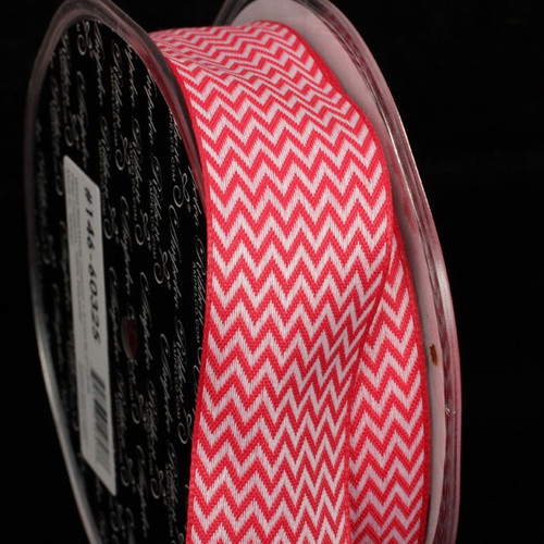 Red and White Chevron Wired Craft Ribbon 1.5" x 54 Yards - IMAGE 1