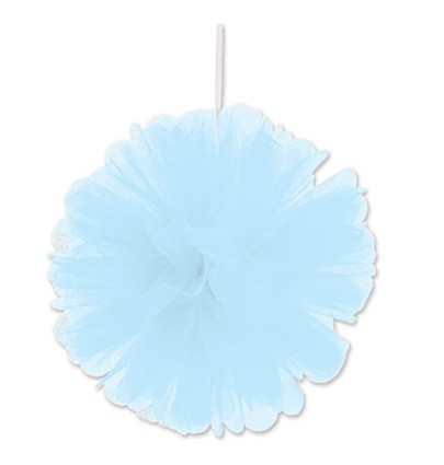 Club Pack of 24 Wispy Light Blue Decorative Tulle Balls Hanging Decorations 8" - IMAGE 1