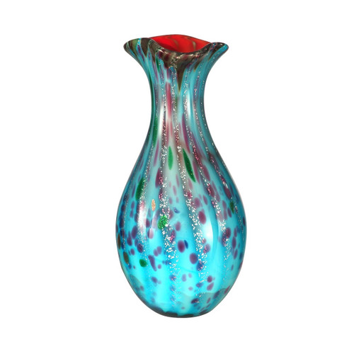 15.5" Lagoon Hand Blown Decorative Glass Vase - IMAGE 1