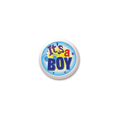 It's a Boy Button Blinking Party Favors - 2"- Blue - Set of 6 - IMAGE 1