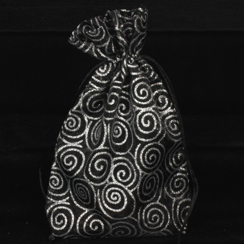 Pack of 6 Silver and Black Swirl Gift Bags 10.5" x 7.5" - IMAGE 1