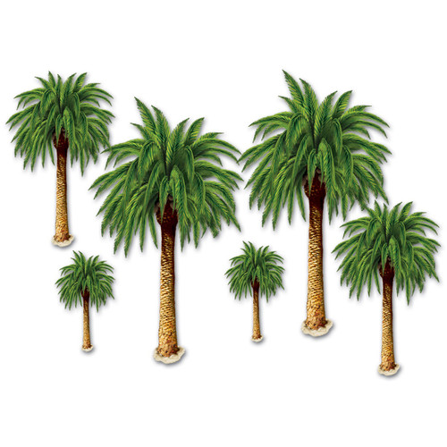 Club Pack of 72 Green and Brown Insta-Theme Tropical Luau Palm Tree Photo Props 4' - IMAGE 1