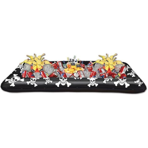 Inflatable Skull and Crossbones Buffet Coolers - 53.75" - Black and White - Pack of 6 - IMAGE 1