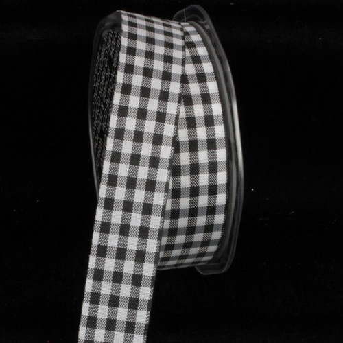 Black and White Gingham Cut Edge Craft Ribbon 1" x 132 Yards - IMAGE 1