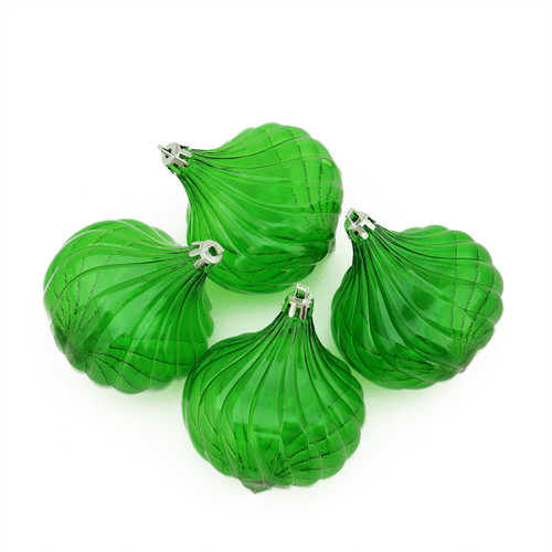 4ct Green Transparent Onion Drop Shatterproof Christmas Ornaments 4.5" - IMAGE 1