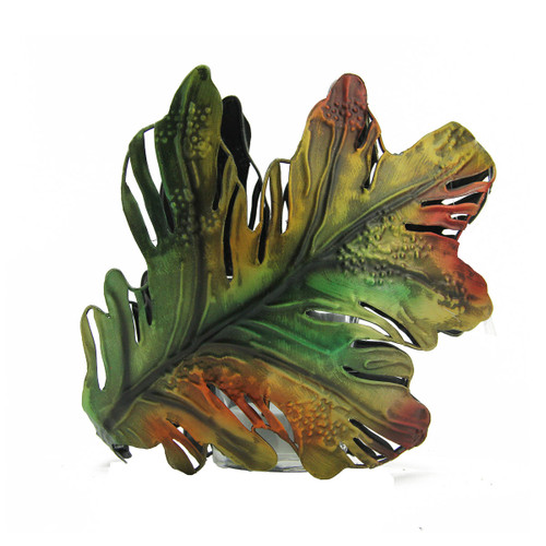 6" Green and Brown Oak Leaf Thanksgiving Votive Candle Holder - IMAGE 1