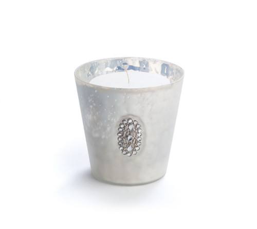 4" Glamour Time Hayworth Platinum Silver Glass Jeweled Votive Candleholder - IMAGE 1