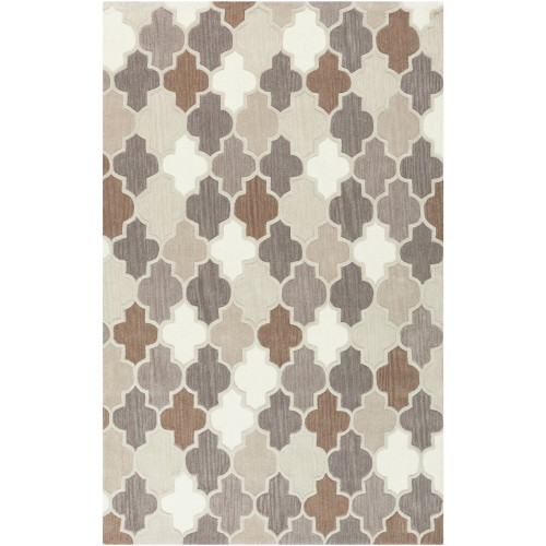 5' x 8' Gray and White Hand Tufted Rectangular Wool Area Throw Rug - IMAGE 1