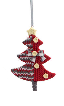 4.75" Alpine Chic Red, White and Gray Knit Style Christmas Tree Ornament - IMAGE 1