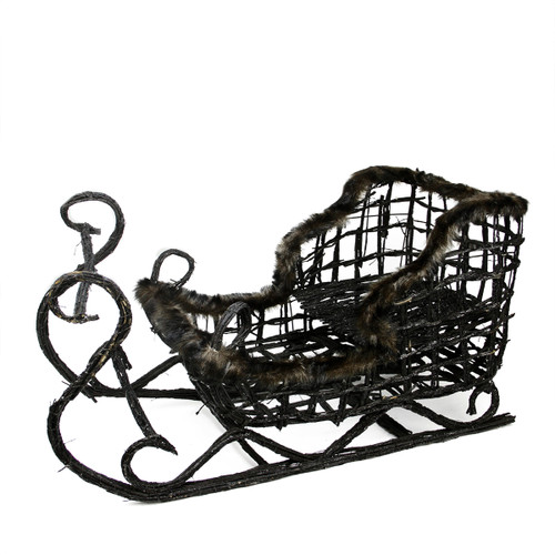 31" Glittery Dark Brown & Black Wicker Christmas Sled Sleigh Decoration - IMAGE 1