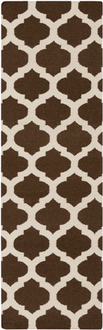 2.5' x 8' Chocolate Brown and Beige Abstract Hand Woven Rectangular Area Throw Rug Runner - IMAGE 1