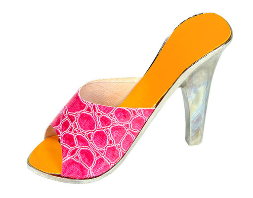 5" Pink Crocodile Print and Silver High Heel Stainless Steel Bottle Opener - IMAGE 1