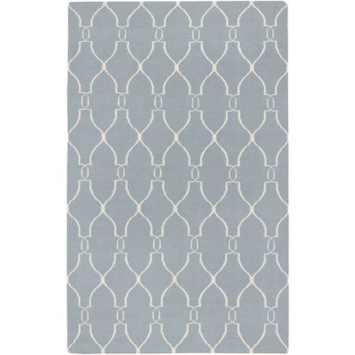 3.5' x 5.5' Gray and Beige Damask Hand Tufted Wool Area Throw Rug - IMAGE 1