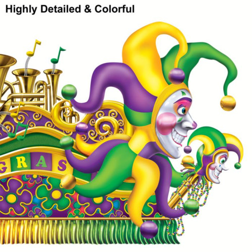 Mardi Gras Jester Float Wall Decor - 67" - Purple and Green - Pack of 24 - IMAGE 1