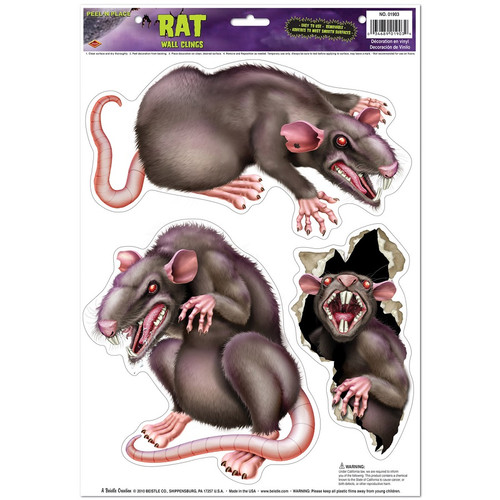 Club Pack of 36 Spooky Vicious Rats Peel 'N Place Halloween Decorations - IMAGE 1