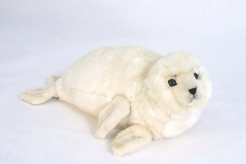 Set of 2 White Handcrafted Soft Plush Seal Stuffed Animals 25" - IMAGE 1