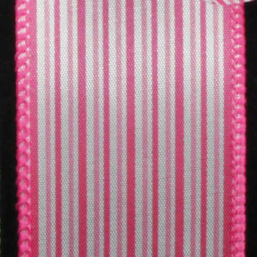 Pink and White Thin Striped Wired Craft Ribbon 1.5" x 40 Yards - IMAGE 1