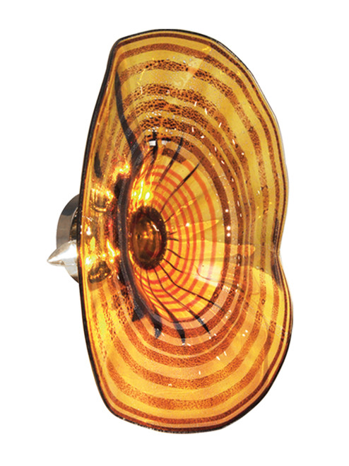 16" Brown and Amber Bands Handover Hand Crafted Glass Flush Mount Wall Sconce Light Fixture - IMAGE 1