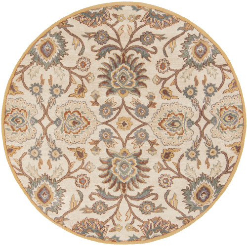 9.75' Brown and Stone Blue Hand Tufted Round Area Throw Rug - IMAGE 1