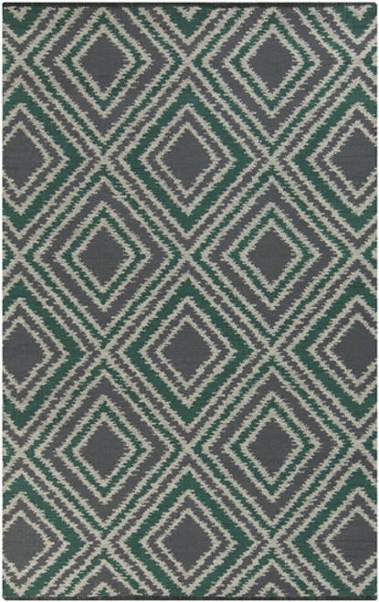 8' x 11' Green and Gray Rhombus Area Throw Rug - IMAGE 1