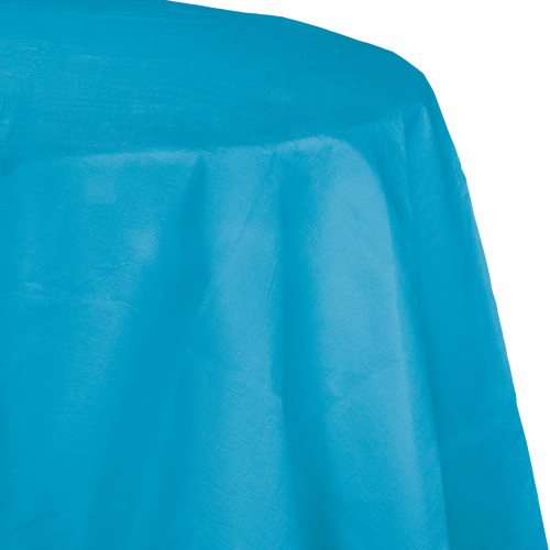 Club Pack of 12 Turquoise Blue Disposable Round Picnic Party Table Covers 82" - IMAGE 1