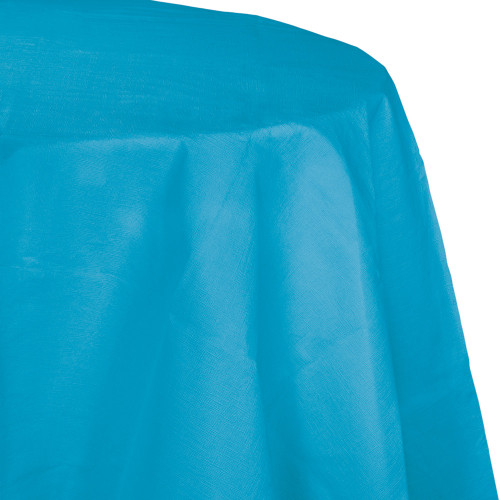 Round Disposable Picnic Party Table Covers - 82" - Turquoise Blue - Club Pack of 12 - IMAGE 1