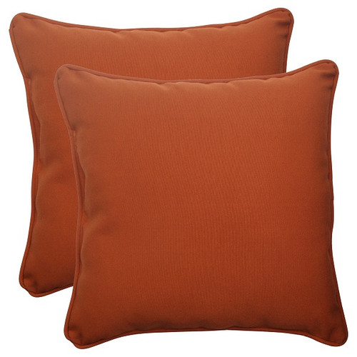 Solid Outdoor Patio Square Throw Pillows - 18.5" - Burnt Orange - Set of 2 - IMAGE 1