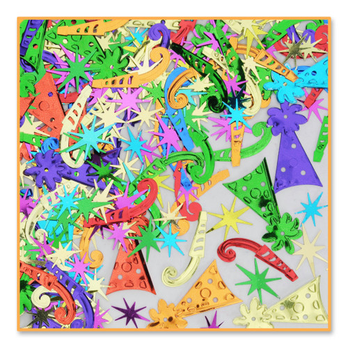Pack of 6 Metallic Multicolor Party Fun Confetti Bags 0.5 oz. - IMAGE 1