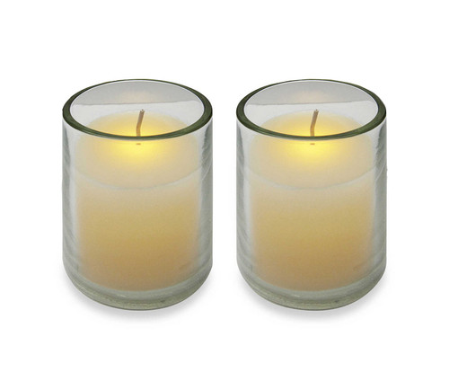 Pack of 2 Cream Battery Operated Flameless LED Flickering Wax Votive Candles - IMAGE 1