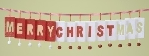 Pack of 12 Merry Christmas Felt Garlands with Jingle Bell Accents 3' - IMAGE 1