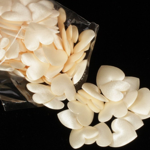 Club Pack of 200 Ivory Solid Small Satin Hearts 1" - IMAGE 1