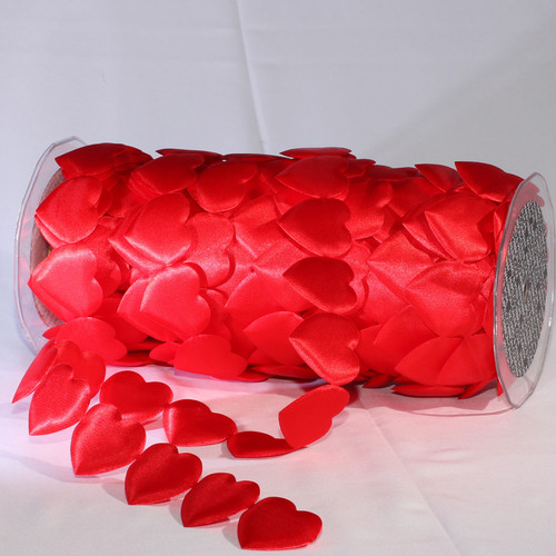 Fine Red Solid Large Hearts Craft Ribbon 1.5" x 20 Yards - IMAGE 1