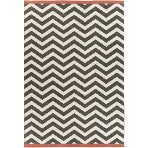 7.25' x 10.5' Brown and Black Machine Woven Geometric Rectangular Outdoor Area Throw Rug - IMAGE 1
