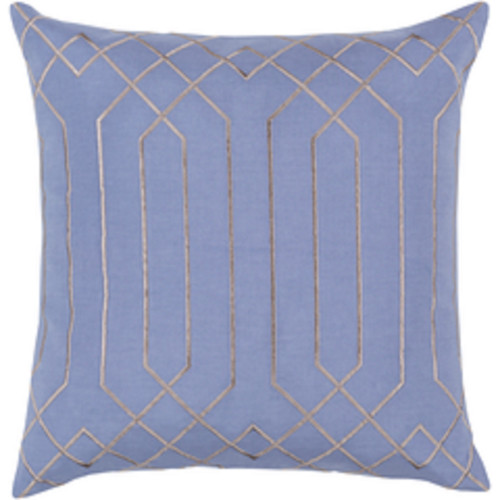 20" Blue and Gray Trellis Pattern Square Throw Pillow - IMAGE 1