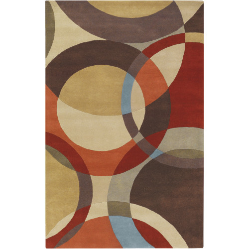 9' x 12' Green and Brown Spheres Hand Tufted Rectangular Area Throw Rug - IMAGE 1