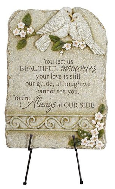 15" Ivory and Green Peaceful Reflections Memories Outdoor Garden Plaque - IMAGE 1