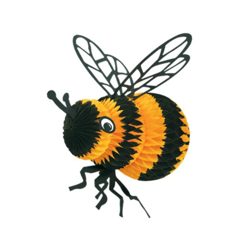 Honeycomb Tissue Paper Bumblebee Decoration - 10" - Black and Yellow - Pack of 12 - IMAGE 1