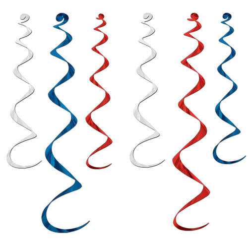 Club Pack of 36 Red and Blue Twirl Whirly Hanging Decorations 36" - IMAGE 1
