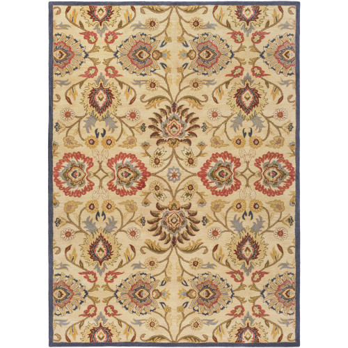 8' x 11' Octavia Caramel Brown and Denim Blue Rectangular Hand Tufted Wool Area Throw Rug - IMAGE 1