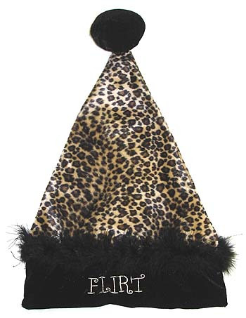 Black and Yellow Leopard Santa Unisex Adult Christmas Hat Costume Accessory - Large - IMAGE 1