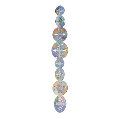 Club Pack of 12 Blue and Gold 3D Prismatic Snowflake Christmas Garlands 3.5' - IMAGE 1