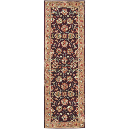 3' x 12' Green and Brown Contemporary Hand Tufted Floral Rectangular Wool Area Throw Rug Runner - IMAGE 1