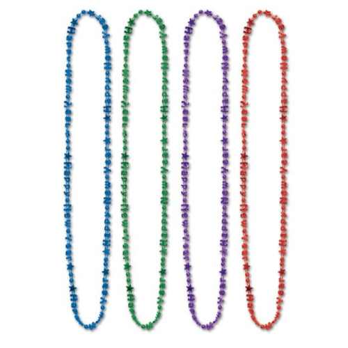 Happy New Year Beads-Of-Expression Party Necklace - 36'' - Multicolor - Pack of 144 - IMAGE 1