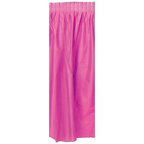 Pack of 6 Cerise Pleated Disposable Plastic Picnic Party Table Skirts 14' - IMAGE 1